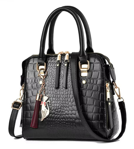 Luxury Crocodile Pattern Handbag Women Winter New PU Leather Tassel Shoulder Bag Brands Design Handle Bag Lady Purse