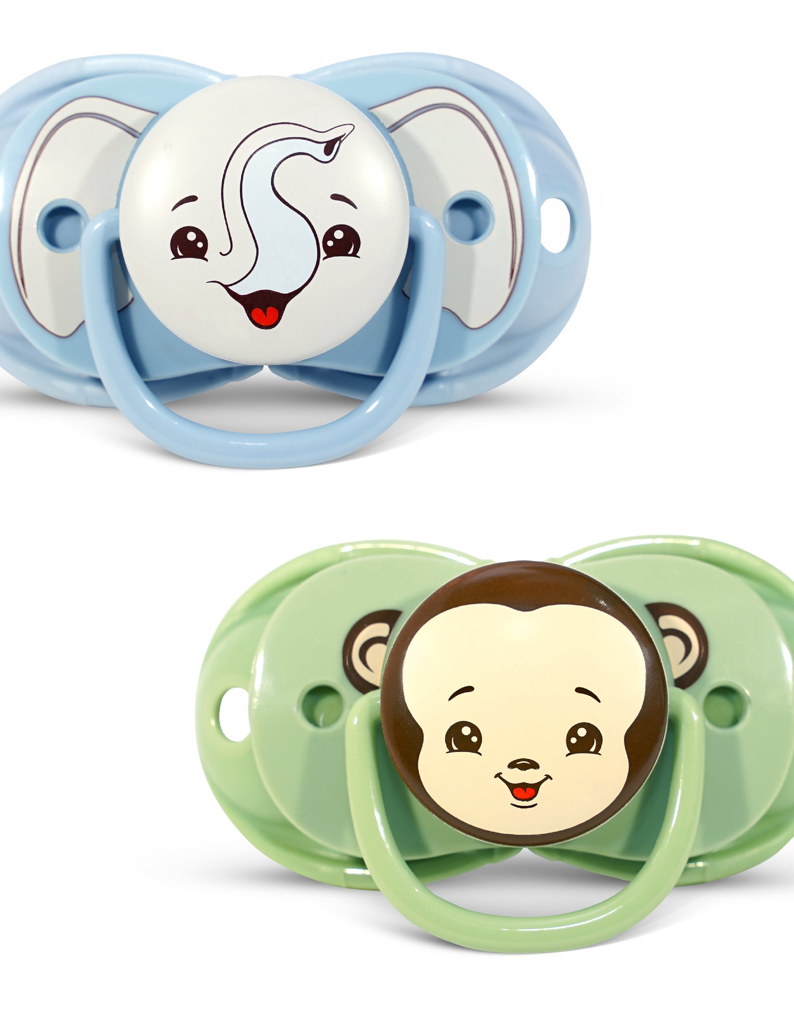 Keep-It-Kleen Pacifier 0-36M (2-Pack), Closes Automatically When Dropped | Elephant/Monkey