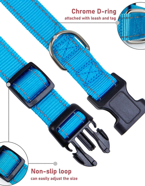 Load image into Gallery viewer, Reflective Dog Collar with Buckle Adjustable Safety Nylon Collars for Small Medium Large Dogs, Blue XL
