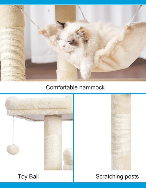 Load image into Gallery viewer, Large Multi-Level Cat Tree Condo Furniture with Sisal-Covered Scratching Posts, 2 Bigger Plush Condos, Perch Hammock for Kittens, Cats and Pets Beige MPJ020M
