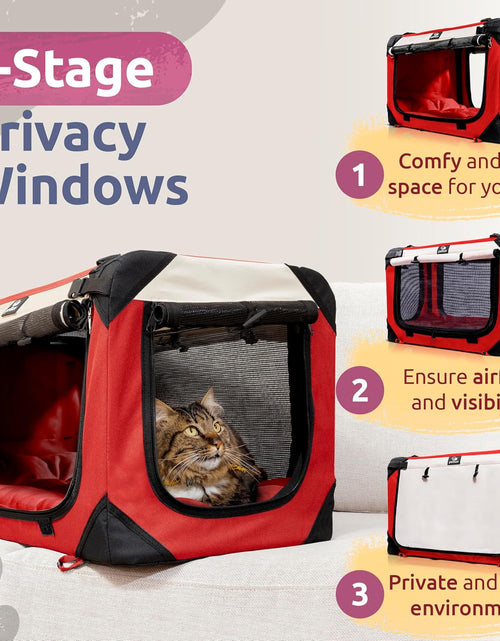 Load image into Gallery viewer, -Happy Cat Premium Cat Carrier Soft Sided Foldable Top &amp; Side Loading Pet Crate &amp; Carrier Locking Zippers Shoulder Straps Seat Belt Lock Plush Pillow…
