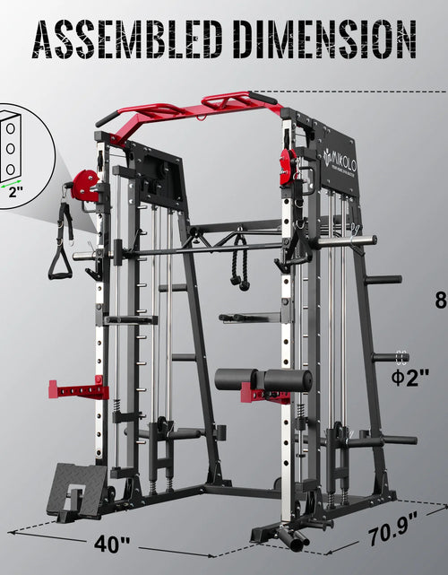 Load image into Gallery viewer, Smith Machine Home Gym, 2200 Lbs Power Rack Cage with 800 Lbs Weight Bench and Cable Crossover System, Weight Bar, 360Â° Landmine, Home Gym
