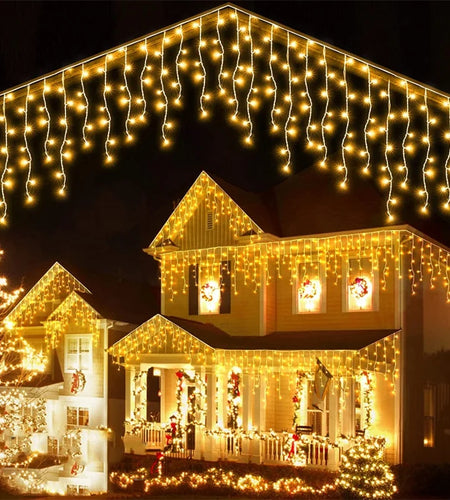 Christmas Lights Waterfall Outdoor Decoration 5M Droop 0.4-0.6M Led Lights Curtain String Lights Party Ggarden Eaves Decoration