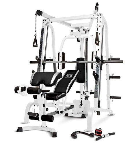 Pro Smith Cage Workout Machine Total Body Training Gym System, White