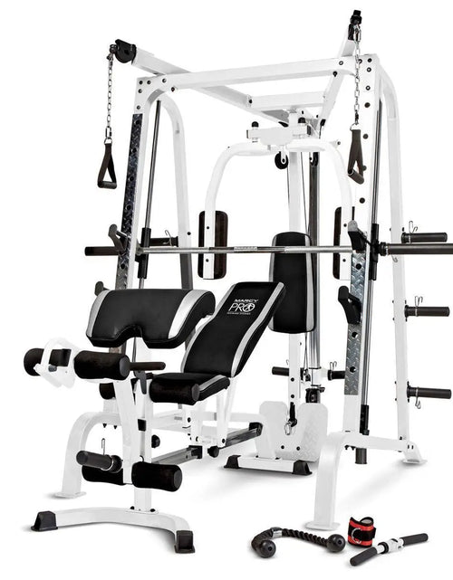 Load image into Gallery viewer, Pro Smith Cage Workout Machine Total Body Training Gym System, White
