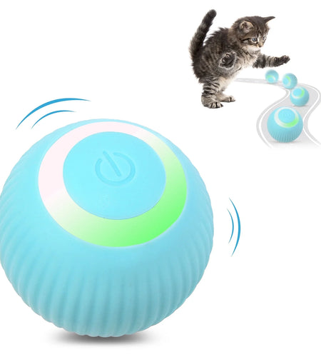 Interactive Cat Toys Ball Automatic Rolling & USB Rechargeable with LED Light for Indoor Playing, Green