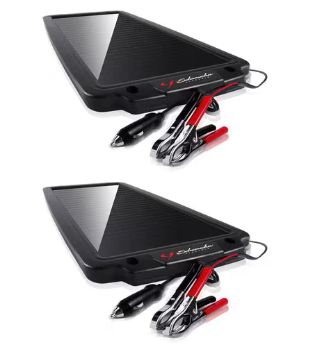 Automotive 12-Volt Solar Battery Maintainer with Quick-Connect Clamps (2-Pack Bundle)