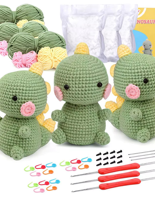 Load image into Gallery viewer, DIY Crochet Animal Kit with Hand Knitting Yarn Needles Plush Doll Easy for Starter Includes Enough Yarn Hook Accessories
