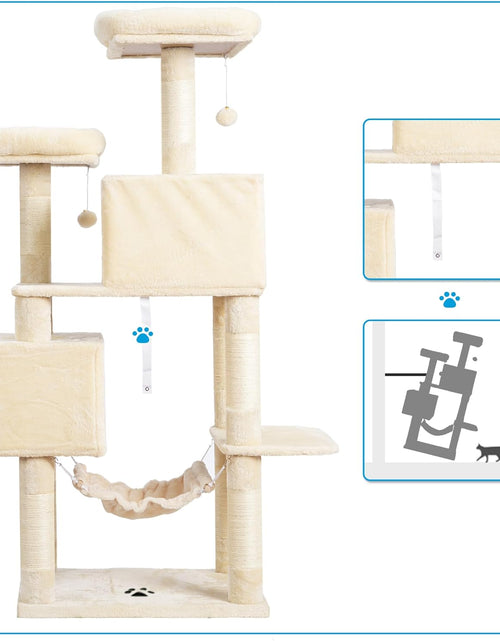 Load image into Gallery viewer, Large Multi-Level Cat Tree Condo Furniture with Sisal-Covered Scratching Posts, 2 Bigger Plush Condos, Perch Hammock for Kittens, Cats and Pets Beige MPJ020M
