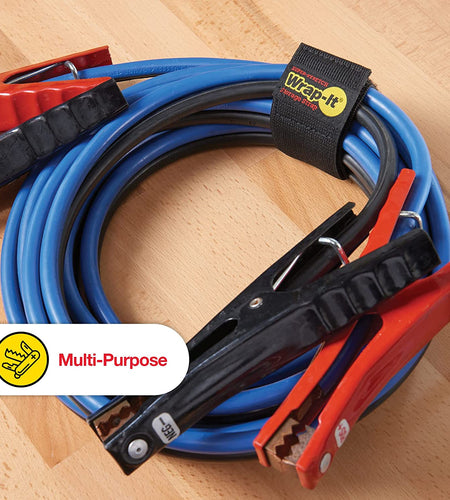 Super-Stretch  Straps, 12" (8 Pack) - Elastic Hook and Loop Cinch Straps - Extension Cord Organizer, Hose and Cables Straps, Cord Wrap, Cord Keeper, Garage and RV Storage Accessories