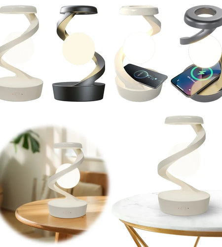 Floating and Spinning in Air with LED Moon Lamp 3D Levitating Ball Lamp RGB with Wireless Phone Charger Floating Moon Table Lamp