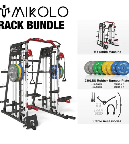 Smith Machine Home Gym, 2200 Lbs Power Rack Cage with 800 Lbs Weight Bench and Cable Crossover System, Weight Bar, 360Â° Landmine, Home Gym