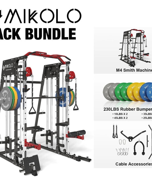 Load image into Gallery viewer, Smith Machine Home Gym, 2200 Lbs Power Rack Cage with 800 Lbs Weight Bench and Cable Crossover System, Weight Bar, 360Â° Landmine, Home Gym
