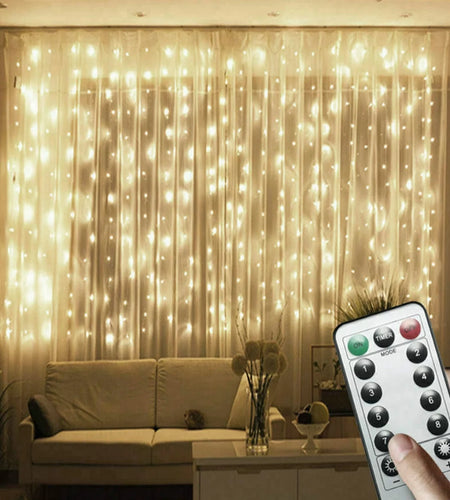 Window Curtain Light,Usb Plug-In Fairy Lights with Remote for Bedroom,Wedding,Christmas(Warm White)