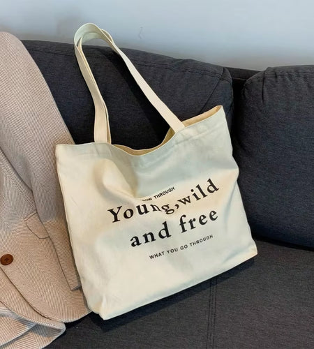 Casual Large Capacity Women'S Bag Shoulder Bags Shopper Canvas Letter Fashion Harajuku Zipper Print Street Handbags