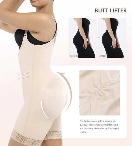 Shapewear for Women Tummy Control Fajas Colombianas Body Shaper for Women Zipper Open Bust Bodysuit Waist Trainer