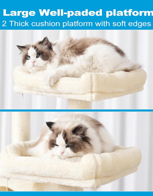 Load image into Gallery viewer, Large Multi-Level Cat Tree Condo Furniture with Sisal-Covered Scratching Posts, 2 Bigger Plush Condos, Perch Hammock for Kittens, Cats and Pets Beige MPJ020M
