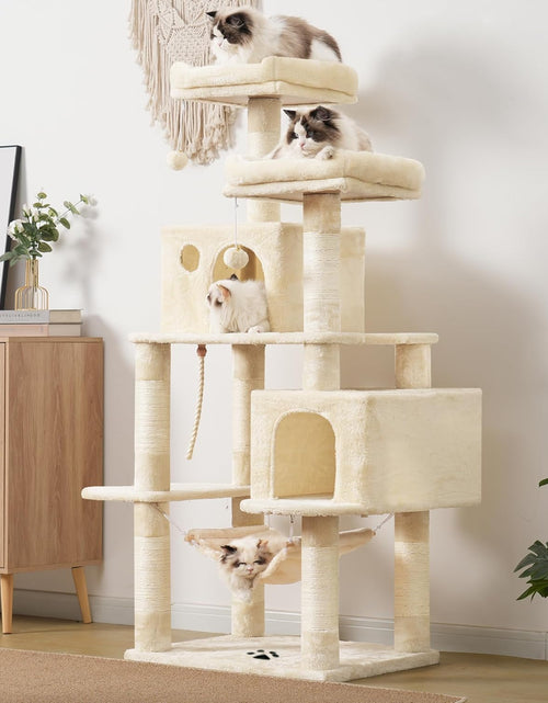 Load image into Gallery viewer, Large Multi-Level Cat Tree Condo Furniture with Sisal-Covered Scratching Posts, 2 Bigger Plush Condos, Perch Hammock for Kittens, Cats and Pets Beige MPJ020M
