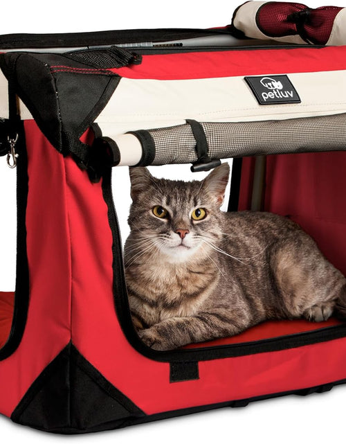 Load image into Gallery viewer, -Happy Cat Premium Cat Carrier Soft Sided Foldable Top &amp; Side Loading Pet Crate &amp; Carrier Locking Zippers Shoulder Straps Seat Belt Lock Plush Pillow…
