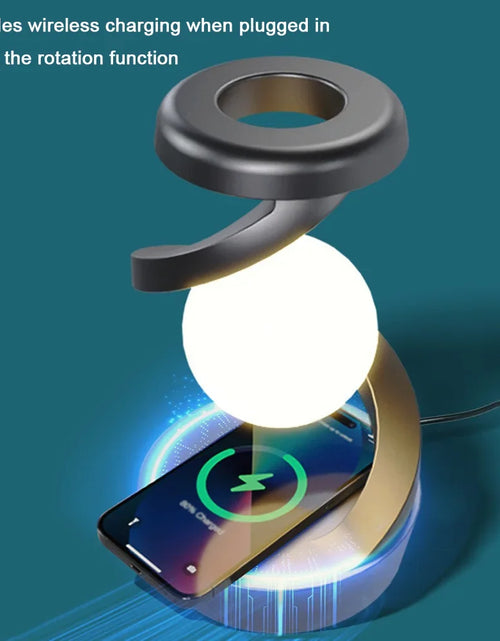 Load image into Gallery viewer, Floating and Spinning in Air with LED Moon Lamp 3D Levitating Ball Lamp RGB with Wireless Phone Charger Floating Moon Table Lamp
