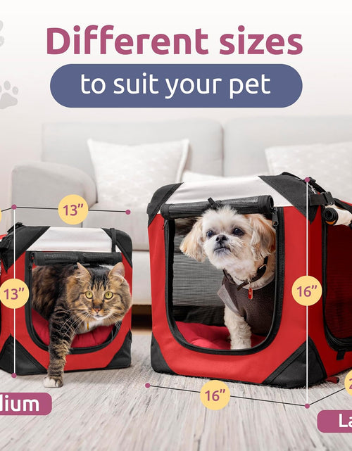 Load image into Gallery viewer, -Happy Cat Premium Cat Carrier Soft Sided Foldable Top &amp; Side Loading Pet Crate &amp; Carrier Locking Zippers Shoulder Straps Seat Belt Lock Plush Pillow…
