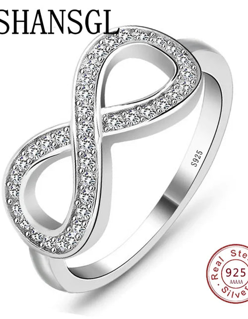 Load image into Gallery viewer, Fashion Cz Infinity Endless Love Claddagh 8 Shape 925 Sterling Silver Rings for Women Silver Filled Jewelry Anel Feminino
