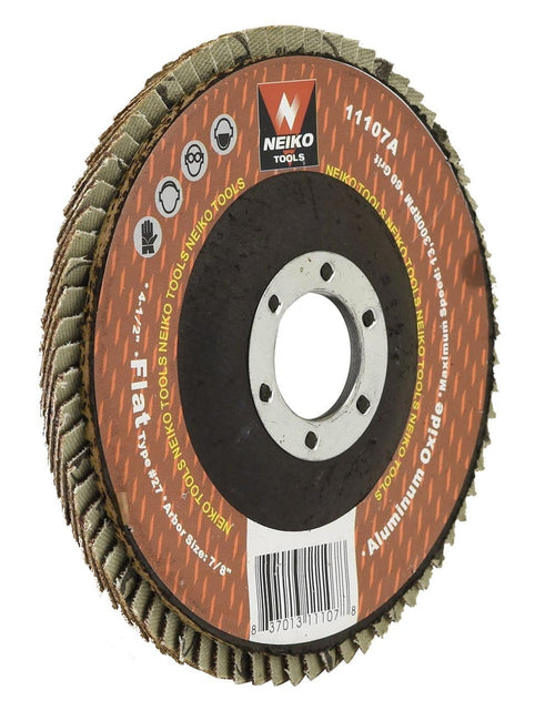 Load image into Gallery viewer, 11107A Aluminum Oxide Angle Grinder Sanding Disc, 60 Grit, 4.5” X 7/8” Flap Disc, Flat Type #27 13,300 RPM, Premium &amp; Industrial Grade Grinding Wheel, 10 Pk, Metal Sanding Disc for Angle Grinder
